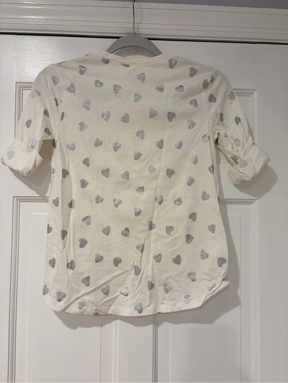 The Children's Place Cream Long-Sleeve Top with Silver Hearts